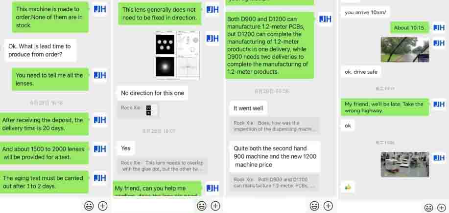 Chat records with the Dongguan LED customer on the strip lens assembly project