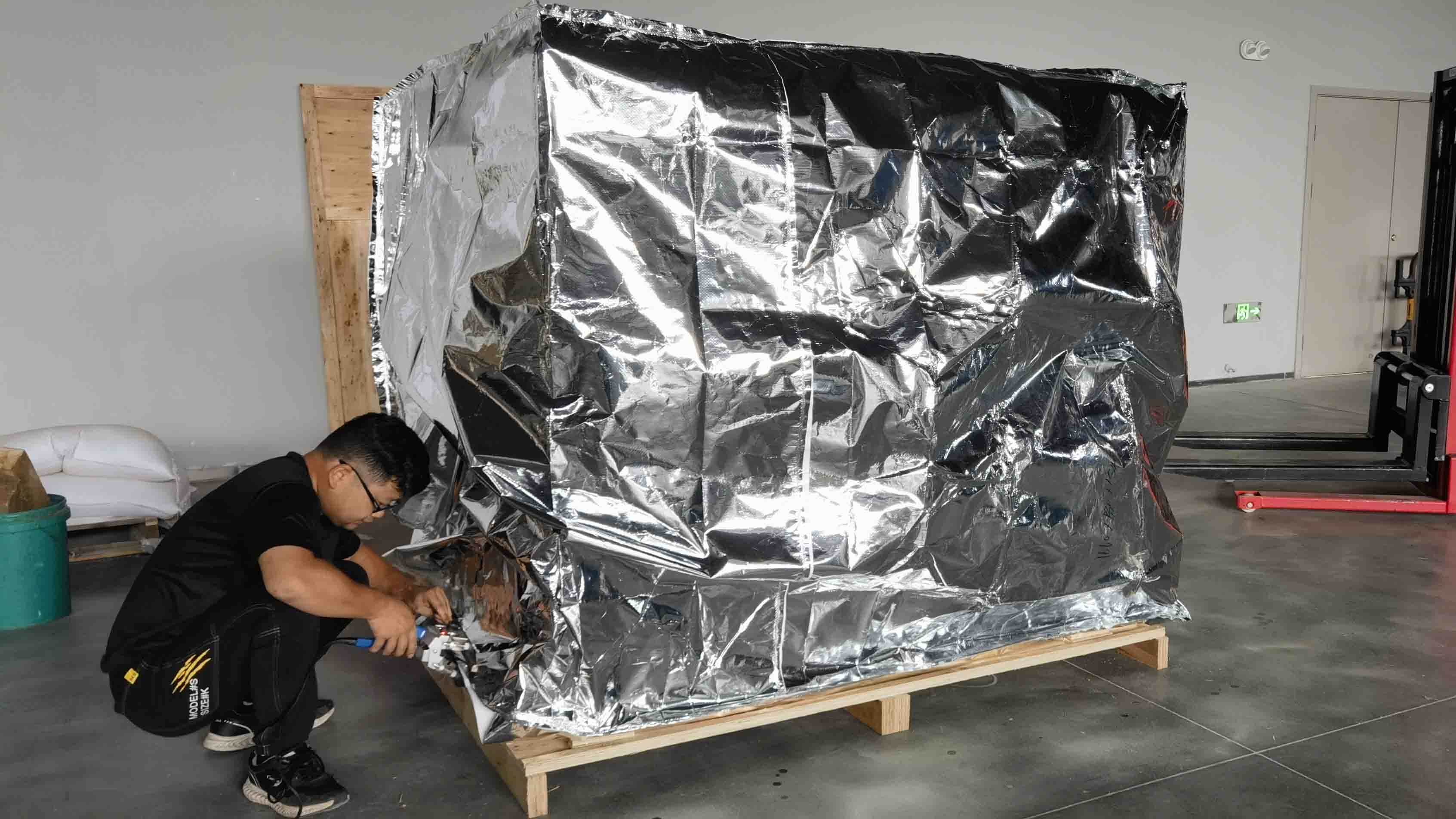 Machine prepared for shipment at the JHIMS facility