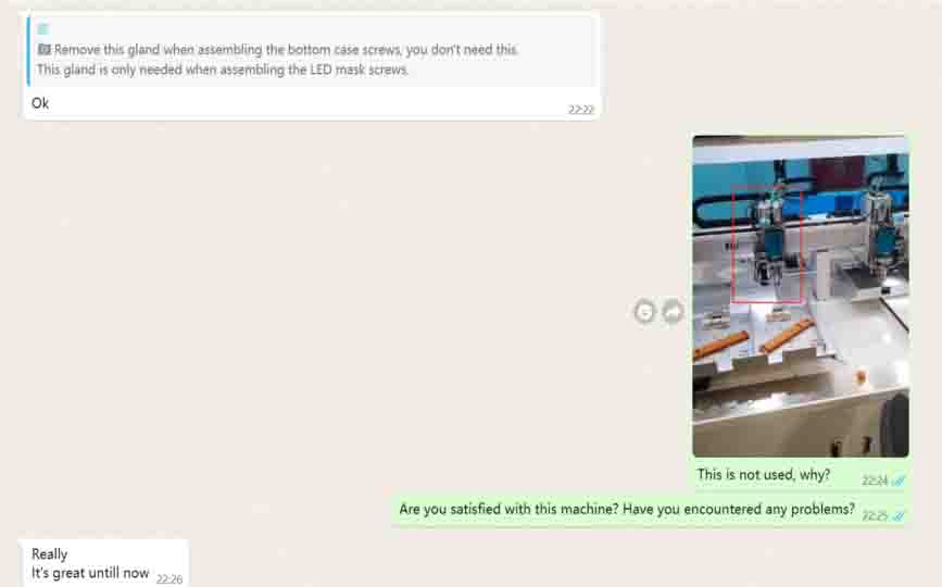 Customer feedback from the Saudi Arabian LED display manufacturer on the 2P-LXS500 screw machine